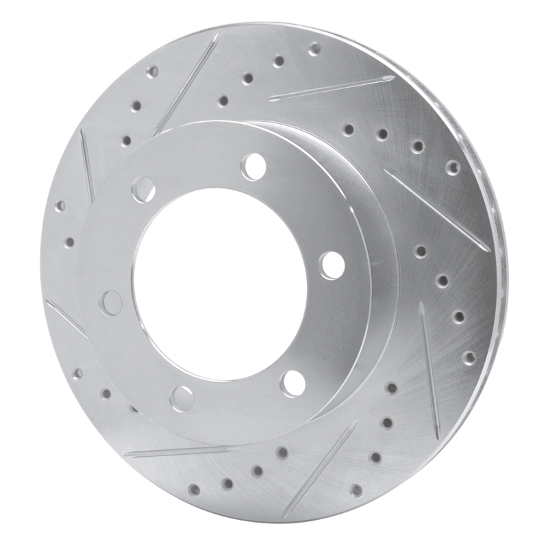 Toyota 4Runner Brake Rotor (1) - Front Left - R1 Concepts - Drilled & Slotted - Silver - `95-`04
